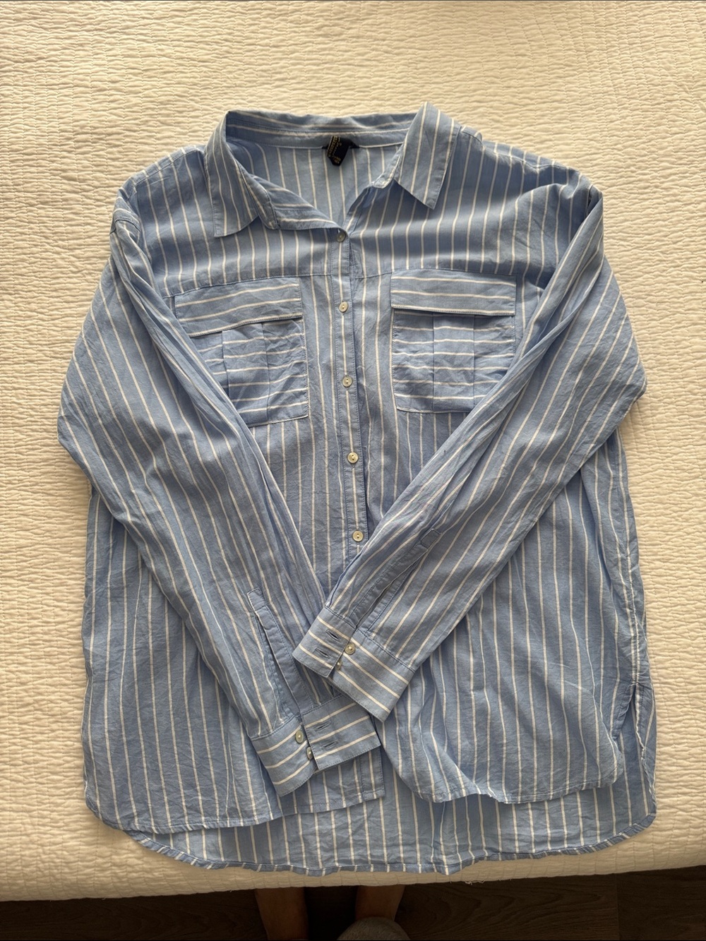 Button Down Striped Blue Blouse